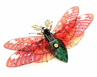 The Large Fantasy Moth, Circuit Board Insect by Julie Alice Chappell