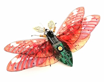 The Large Fantasy Moth, Circuit Board Insect by Julie Alice Chappell