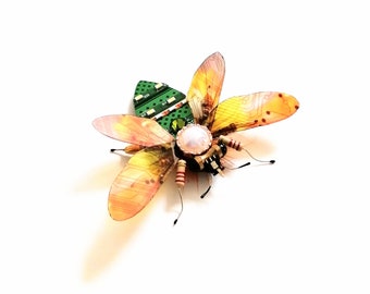 The Jewelled Bee, Fantasy Circuit Board Insect by Julie Alice Chappell