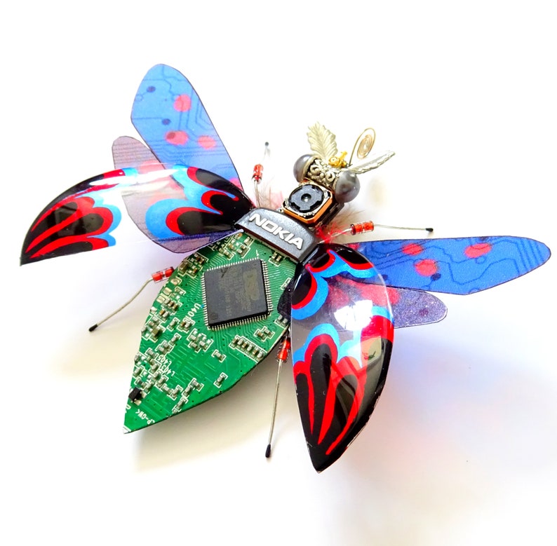 The Nokia Beetle, Fantasy Circuit Board Insect by Julie Alice Chappell image 3