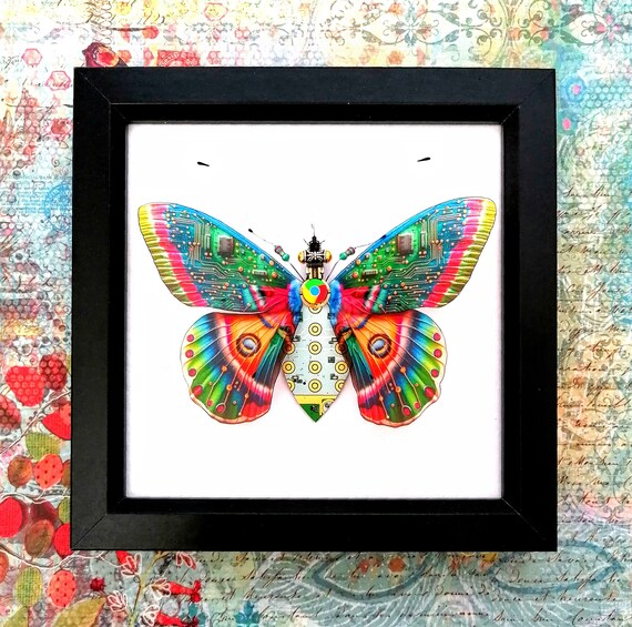 The Fantasy Googled Butterfly, Circuit Board Insect by Julie Alice