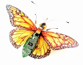 The Golden Monarch Butterfly, Circuit Board Insect by Julie Alice Chappell