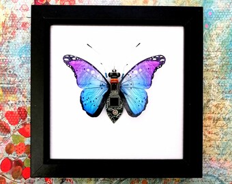 The Electric Blue Butterfly, Fantasy Circuit Board Butterfly
