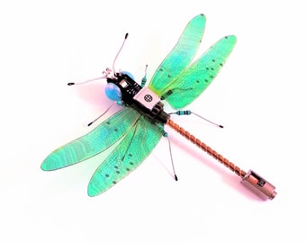 The Turquoise Dragonfly, Fantasy Circuit Board Insect by Julie Alice Chappell