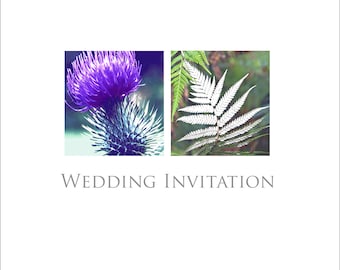 Thistle & Silver Fern Wedding Invitation, Scottish/New Zealand Wedding