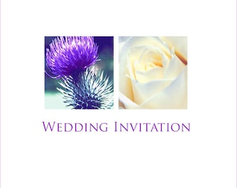 Thistle & Rose Wedding Invitation, Scottish English Wedding