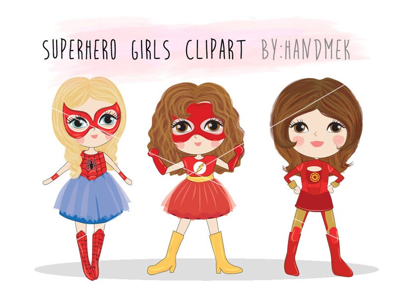 Cute Superhero girls clipart set 2 Instant Download PNG file Etsy