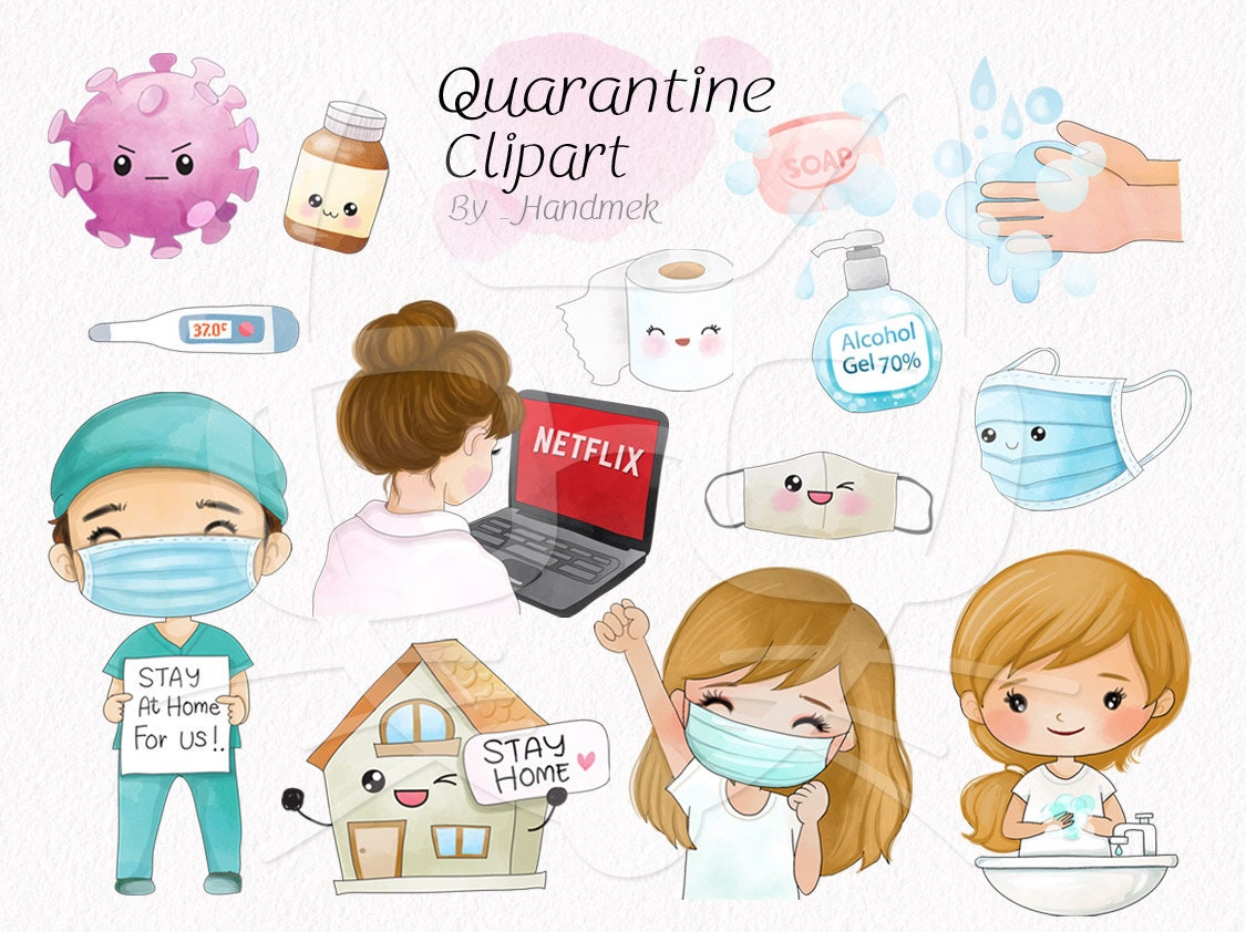 Quarantine , stay home clipart instant download PNG file - 300 dpi