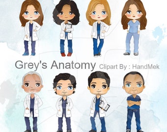 grey's anatomy character , medical people clipart, Instant Download,PNG file - 300 dpi