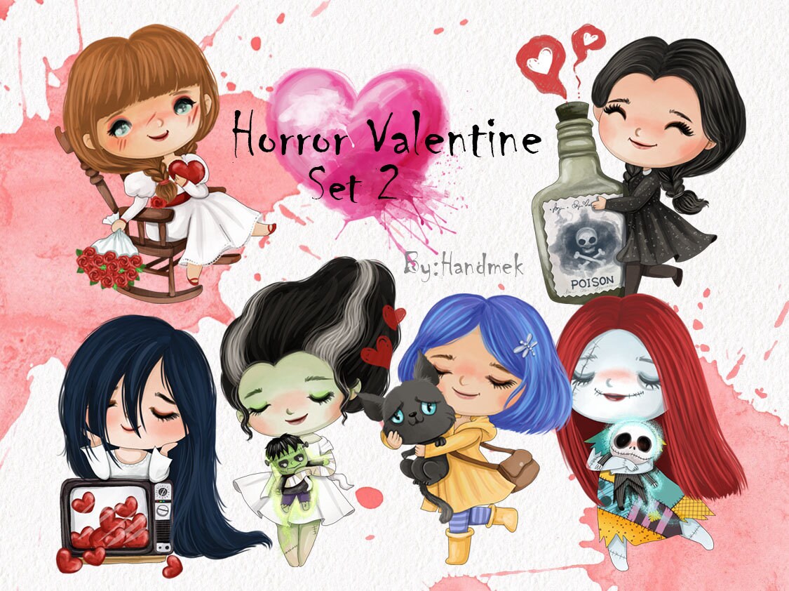 Horror Valentines clipart Set 2 instant download PNG file | Etsy