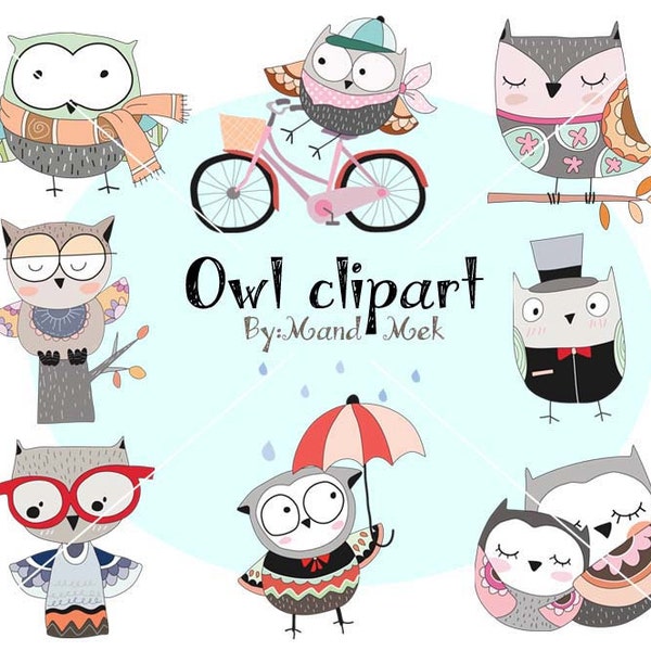 Cute owl Clipart, Owl Clipart,animal clipart PNG file-300 dpi