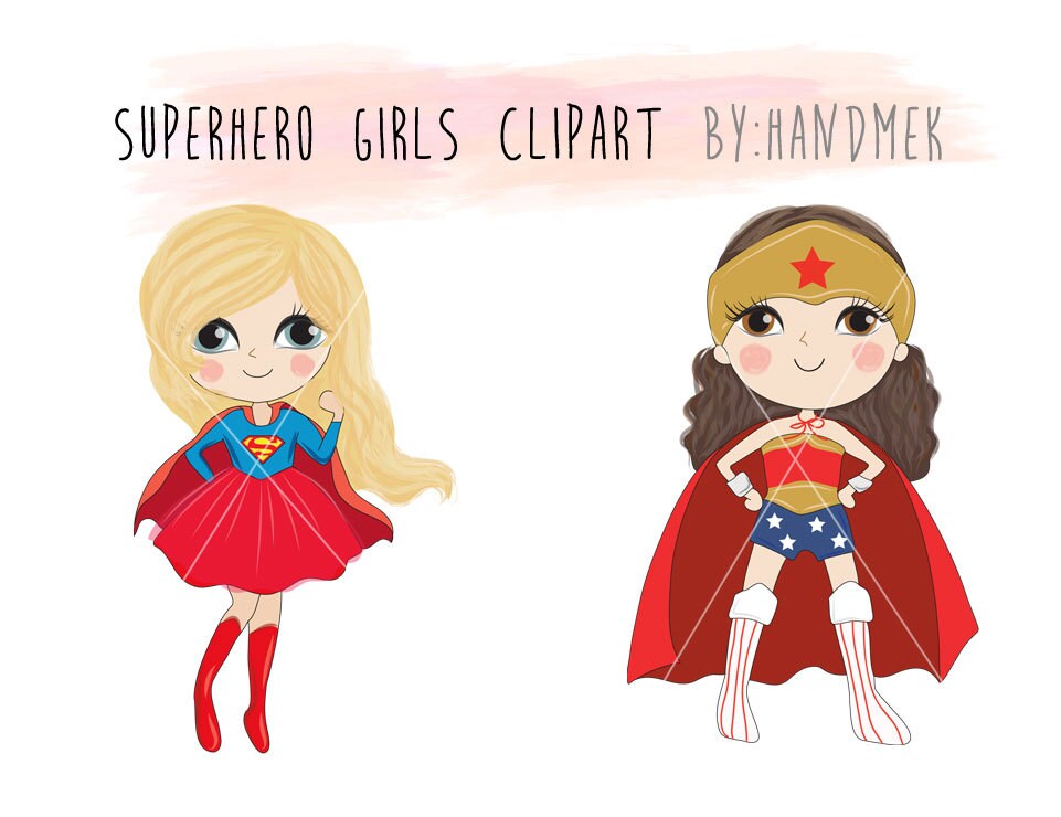Cute Superhero girls clipart set 1 Instant Download PNG file Etsy