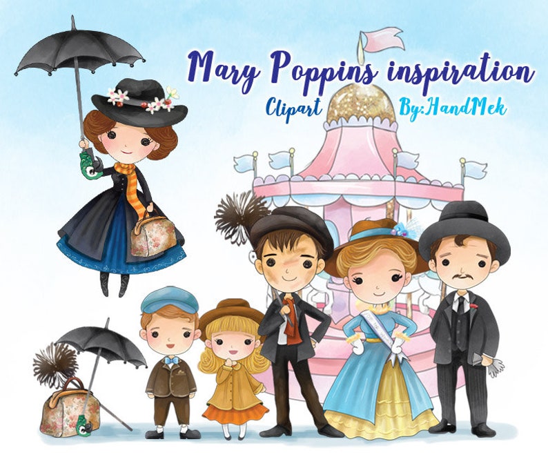 Cute mary poppins mary poppins clipart Instant DownloadPNG | Etsy