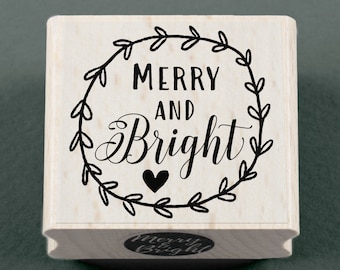 Rubber Stamp Merry and Bright 40 x 40 mm