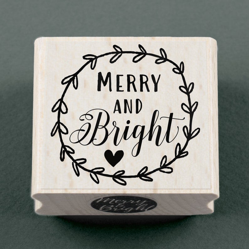 Stempel Merry and Bright 40 x 40 mm English