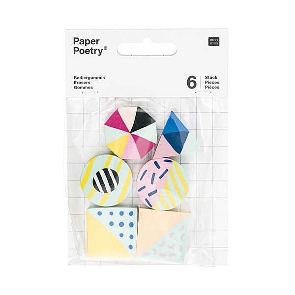 Eraser set 6 pieces geometric