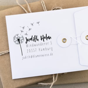Großer Adress-Stempel Pusteblume Wolkje 60 x 55 mm