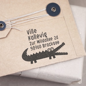 Kleiner Adress-Stempel Krokodile bis 4 Zeilen