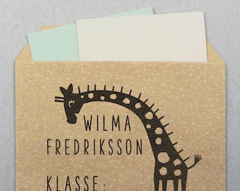 Grote schoolstempel met giraffe, 50 x 35 mm