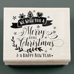 Stempel Wij wensen u een vrolijk kerstfeest en een gelukkig nieuwjaar 75 x 65 mm