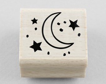 Rubber Stamp Moon and Stars 30 x 25 mm