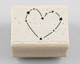 Rubber Stamp Constellation Heart 35 x 25 mm