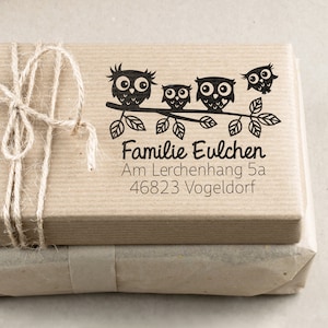 Großer Adress-Stempel Eulen 60 x 45 mm