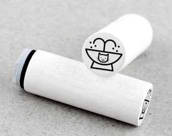 Mini Rubber Stamp Cat Fountain