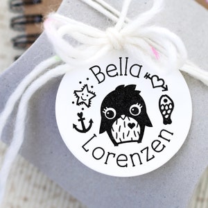 Mittlerer runder Stempel Pinguine 40 mm x Vorname und Nachname