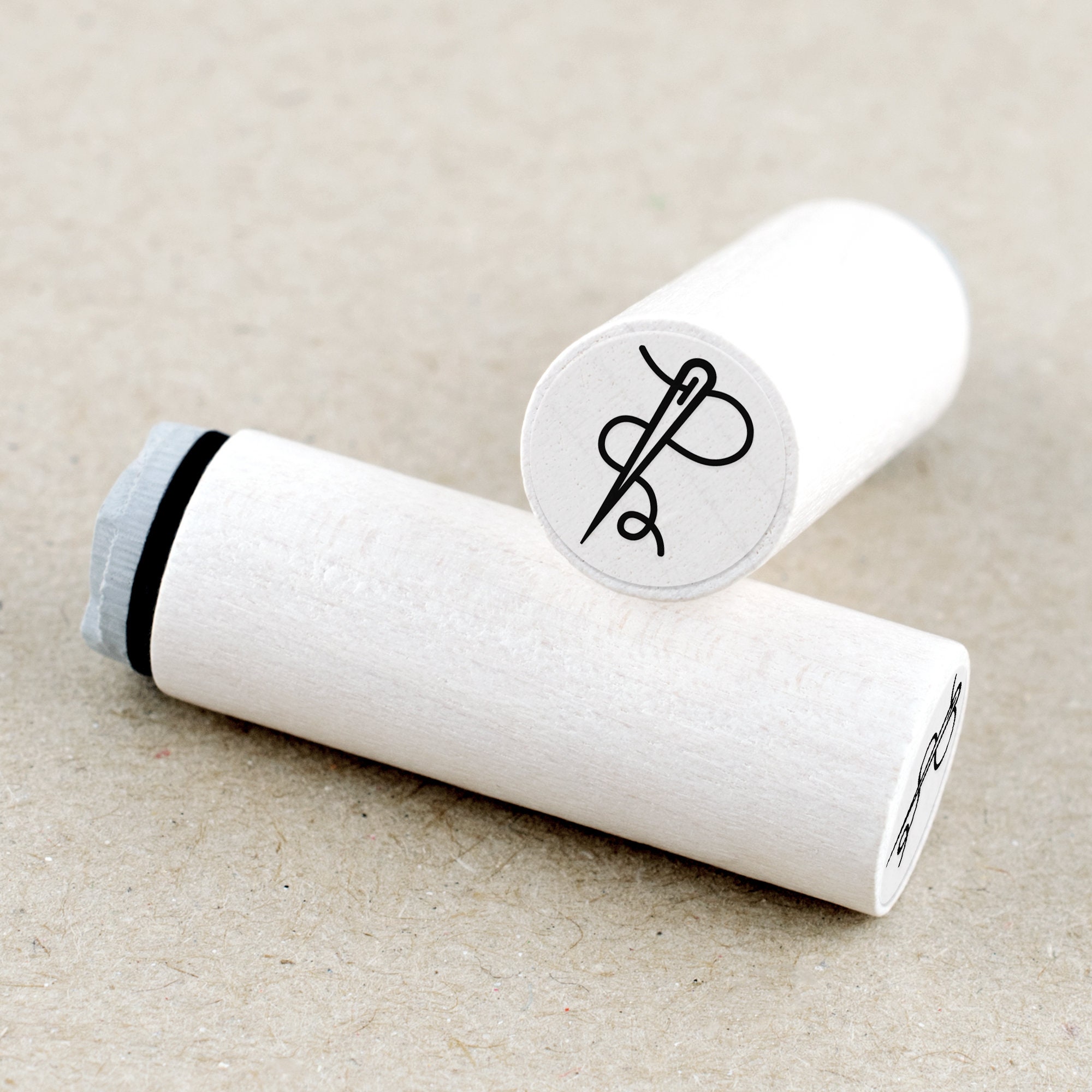 Personalized Sewing Rubber Stamp, Hand Sewn By Needle and Thread