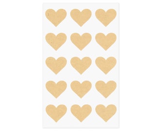 Kraft paper sticker hearts 60 pieces