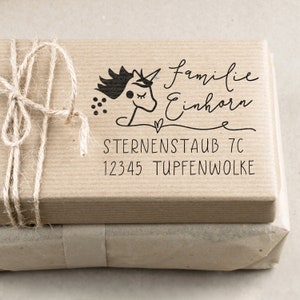 Großer Adress-Stempel Einhörner 60 x 45 mm