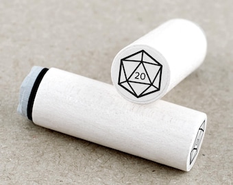 Mini Rubber Stamp Icosahedron D20 Critical Success