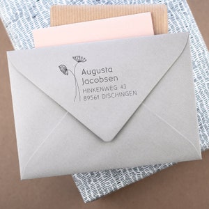 Kleiner Adress-Stempel One Line Flower Yoko bis 4 Zeilen