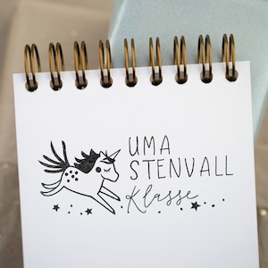 Großer Schul-Stempel Einhörner 55 x 25 mm