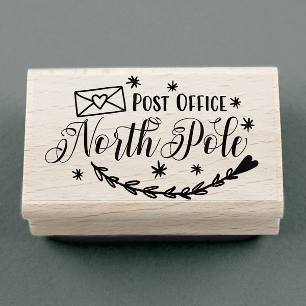 Rubber Stamp Post Office North Pole 60 x 35 mm