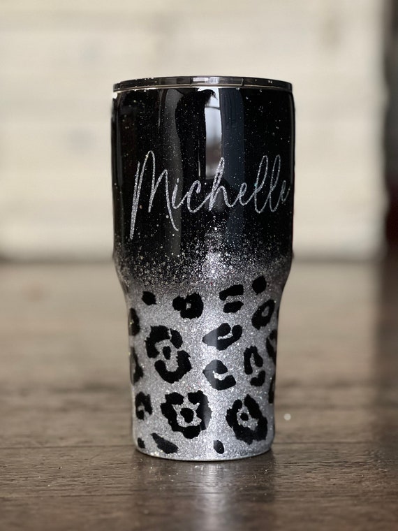 Leopard Tumbler | Personalized Glitter Tumbler | Tumbler with Name |  Personalize