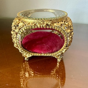 Vintage Matson Filigree Rose Jewelry Casket