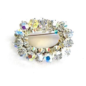 Iridescent Crystal Bead Brooch, Circa 1950s