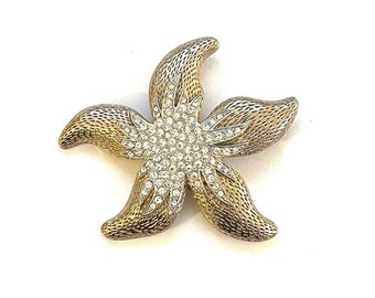 Vintage Starfish Brooch Featuring Diamente Rhinestones