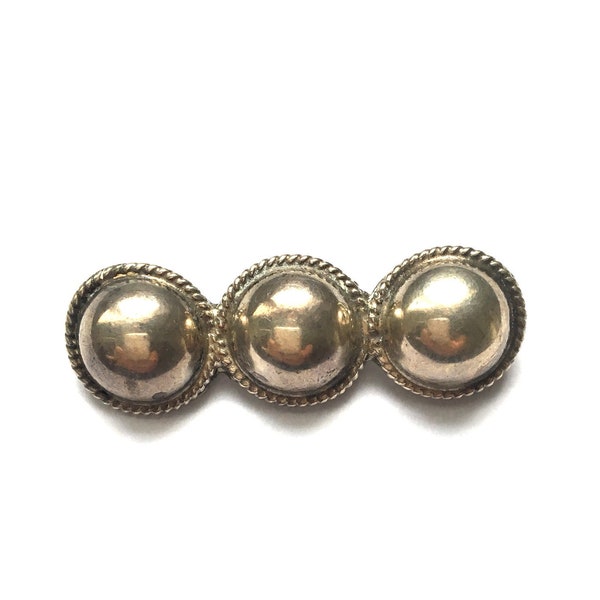 Classic Taxco Mexico Sterling Silver Bar Bead Brooch