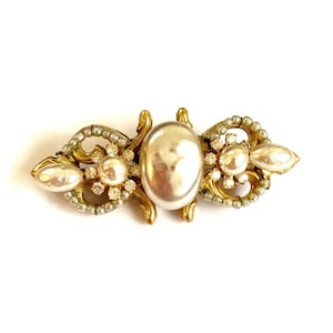 Miriam Haskell Baroque and Seed Pearl Bar Brooch