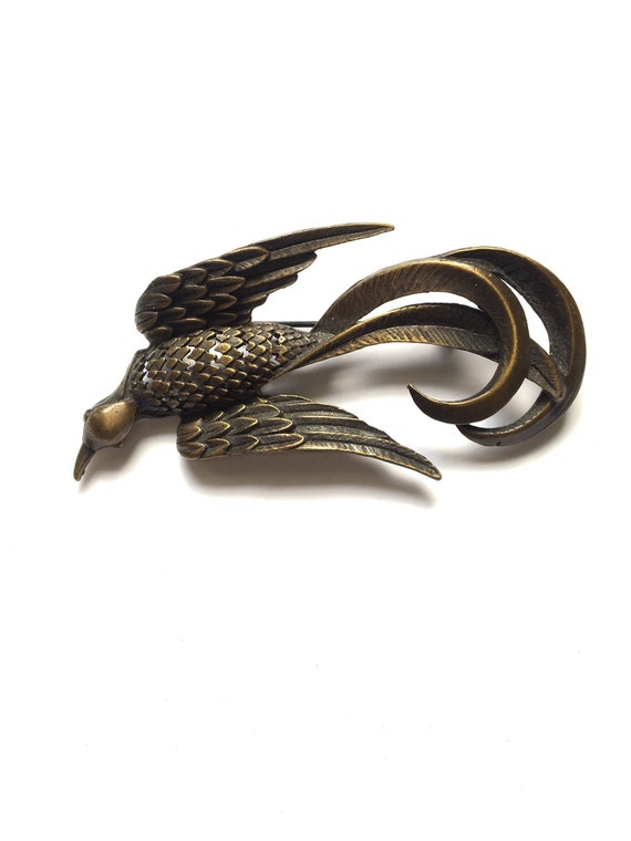 Interesting Vintage Bronze Bird of Paradise Figura