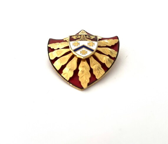 Vintage Red White Blue Military Crest Shield Broo… - image 6