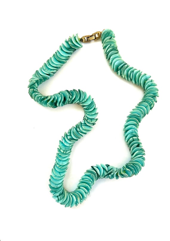 Crown Trifari Turquoise Shell Necklace - image 1