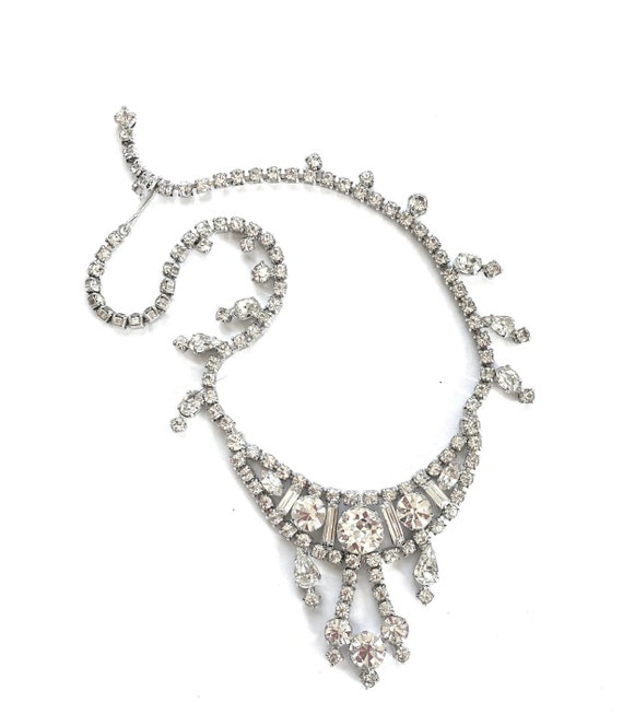 Shimmery Vintage Clear Rhinestone Necklace