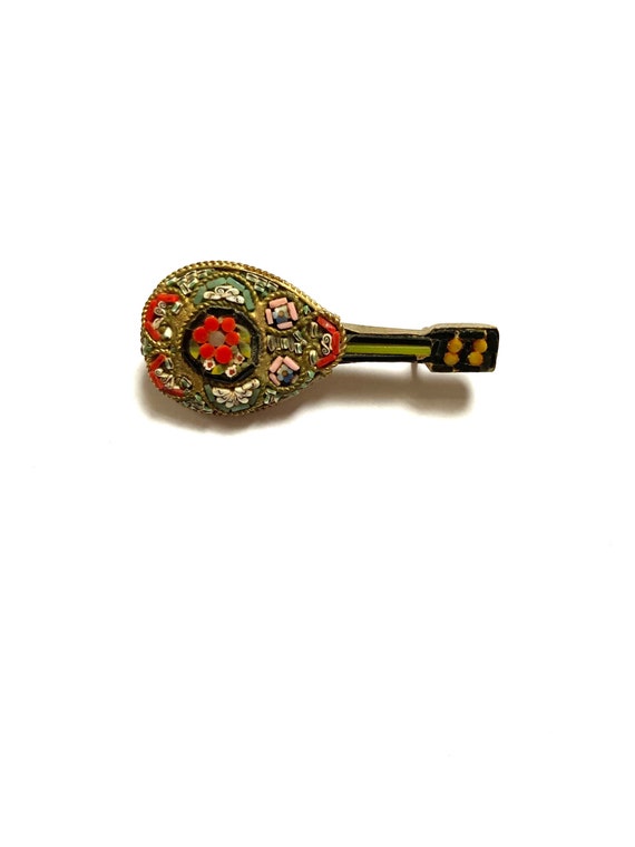 Broche Vintage Guitare En Or De Tolède - Bijou Musical Doré - Occasion