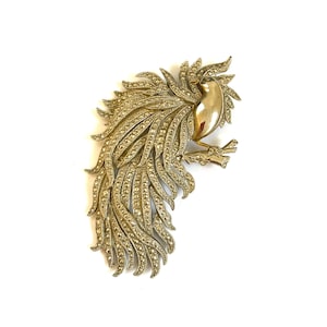 Vintage Exquisite Large Bird of Paradise Cut Metal Brooch