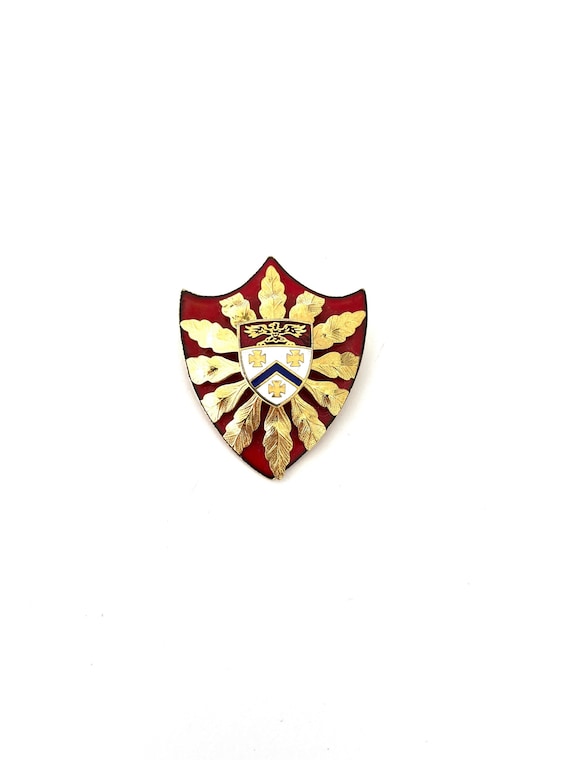 Vintage Red White Blue Military Crest Shield Broo… - image 1