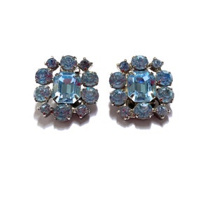 Vintage Light Blue Cluster Earrings image 2